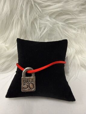 UNO de 50 Red Cord Necklace with Silver Padlock Charm